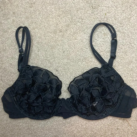 Vintage Philippe Matignon Sheer Lace Bra Size 36 C Black - Picture 1 of 4